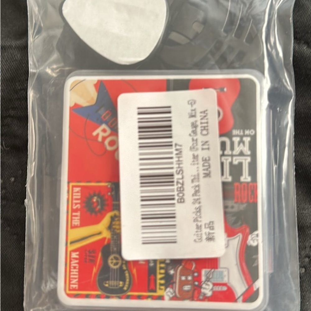 Guitar Pick Set with Holder - Black